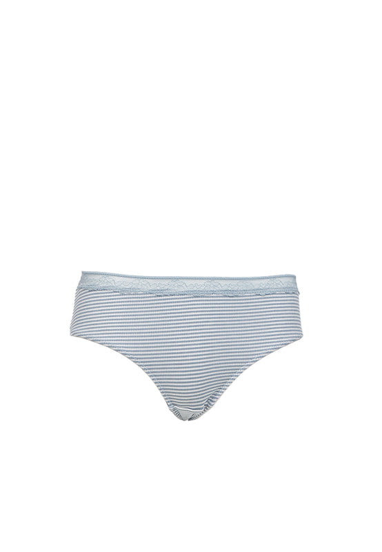 Dusty Blue Striped Lace Panty