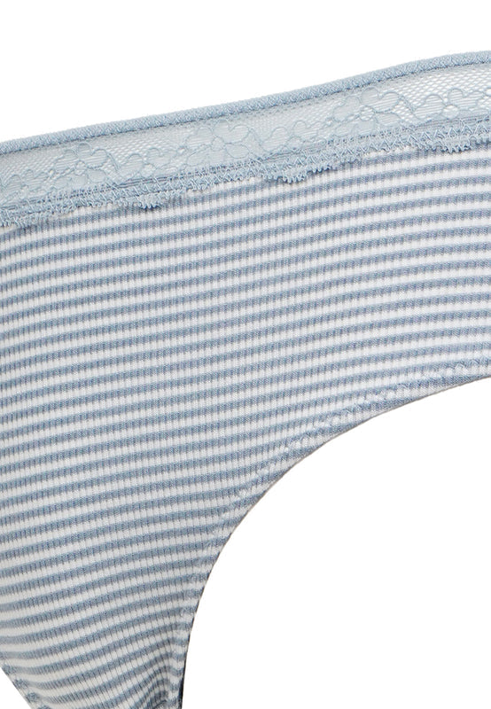 Dusty Blue Striped Lace Panty