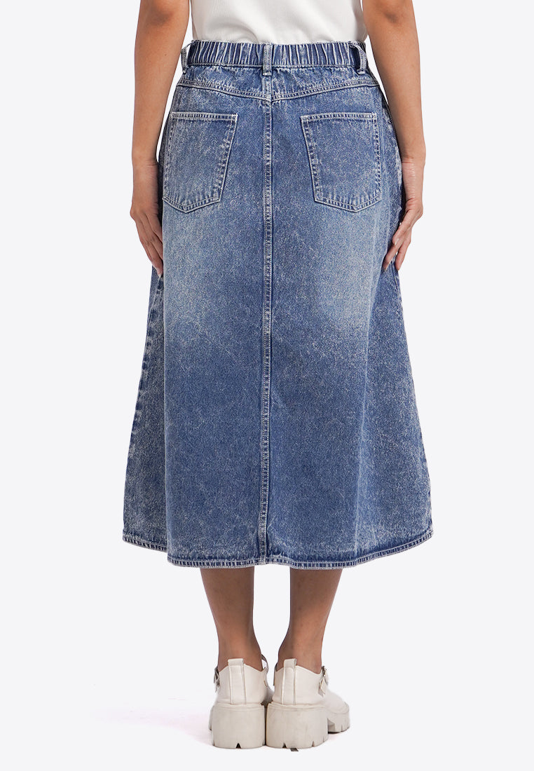 A-Line Denim Midi Skirt
