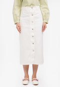 Button Up Midi Skirt Off White