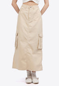 Denim Midi Skirt with Cargo Pocket