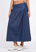 Gathered Midi Chambray Skirt