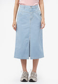 Front Slit Midi Denim Skirt L.Blue