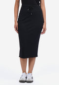 Lettuce Midi Skirt with Slit Black