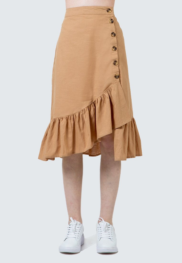 Asymmetric Hem Ruffle Skirt