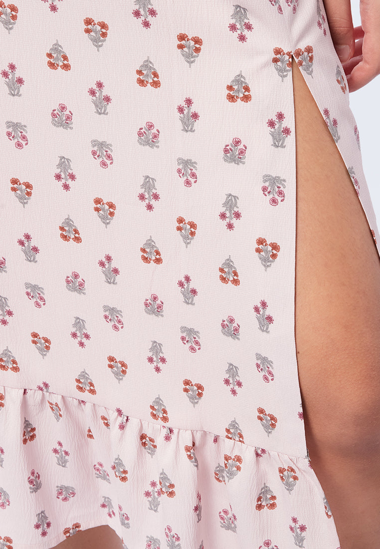 Printed Midi Skirt with Slit