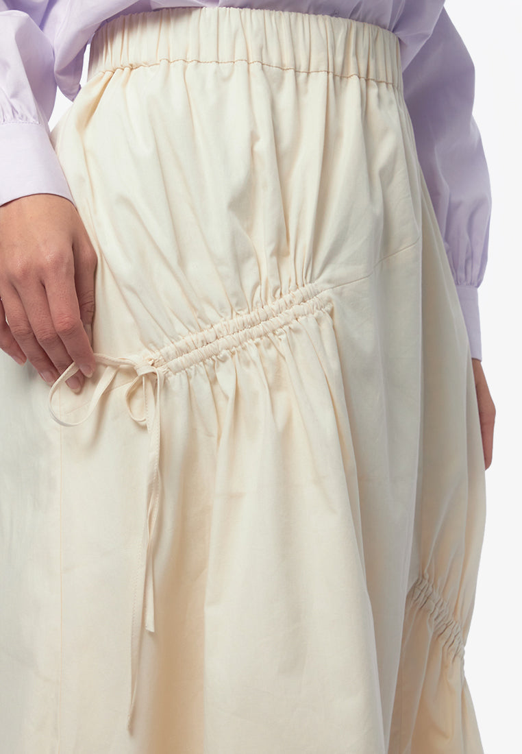 Drawstring A-Line Midi Skirt