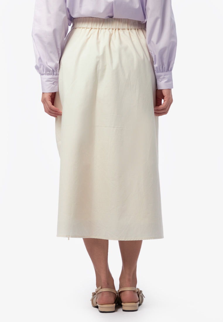 Drawstring A-Line Midi Skirt