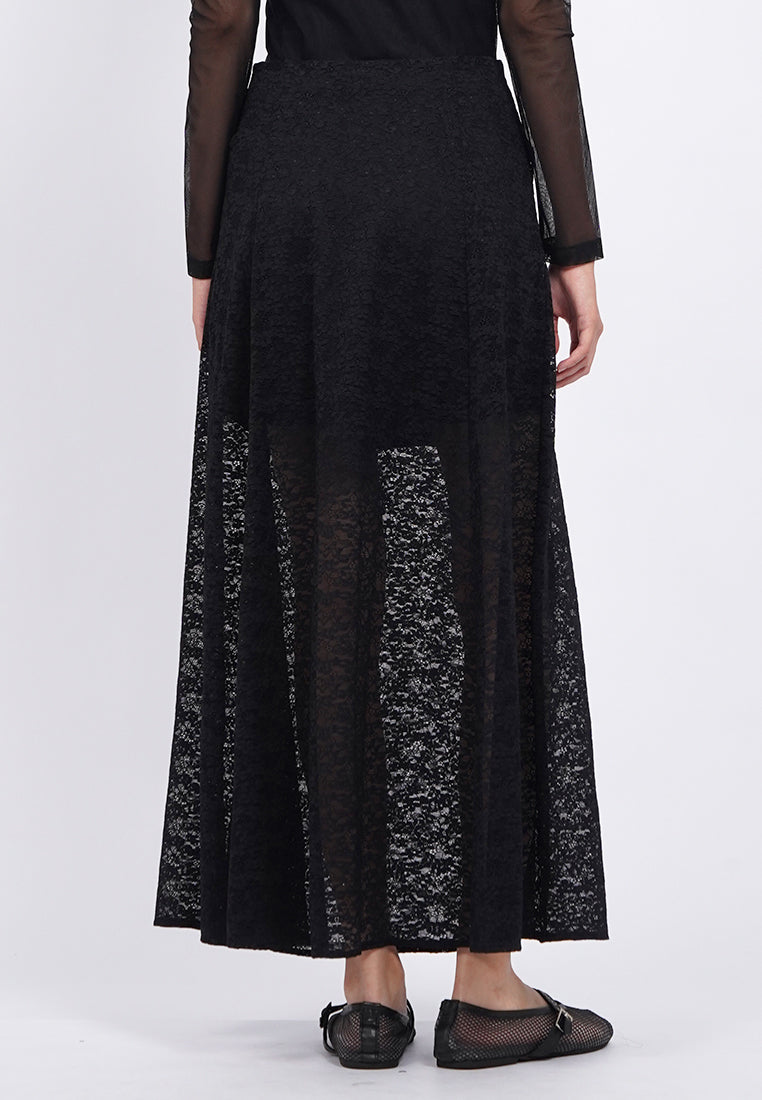 Lacy Stretch Midi Skirt