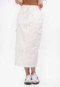 Midi Skirt with Cargo Pocket Off White