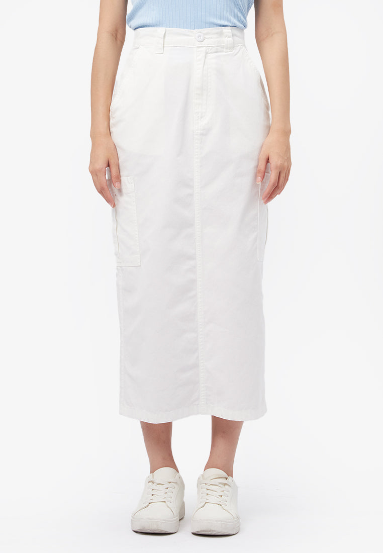 Cargo Maxi Skirt Off White