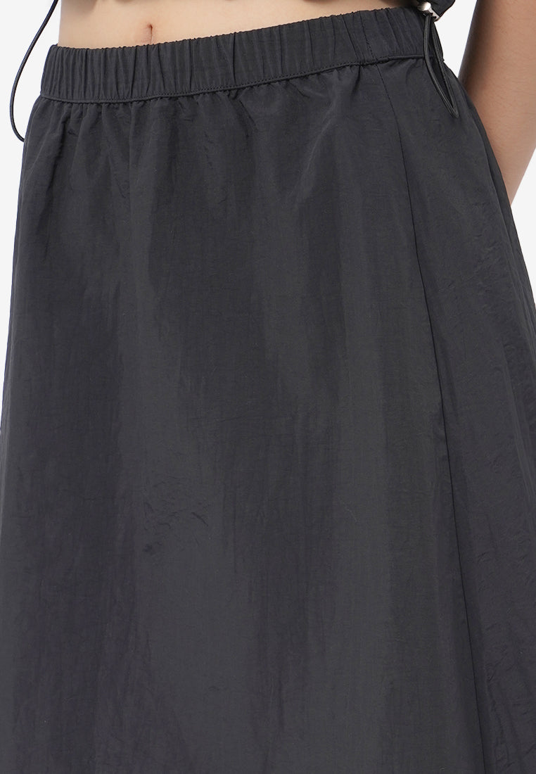 Parachute Midi Skirt Black