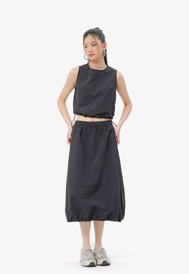 Parachute Midi Skirt Black