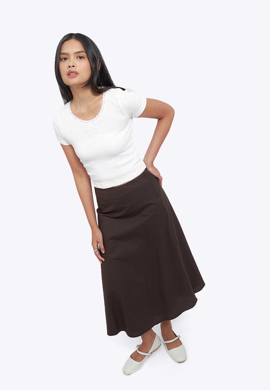 Regular Fit Flowy Midi Skirt