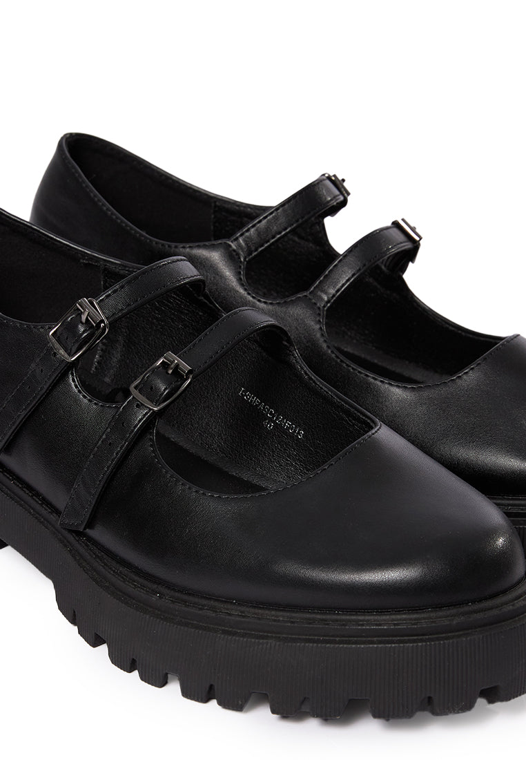 Double Strap Loafers Black