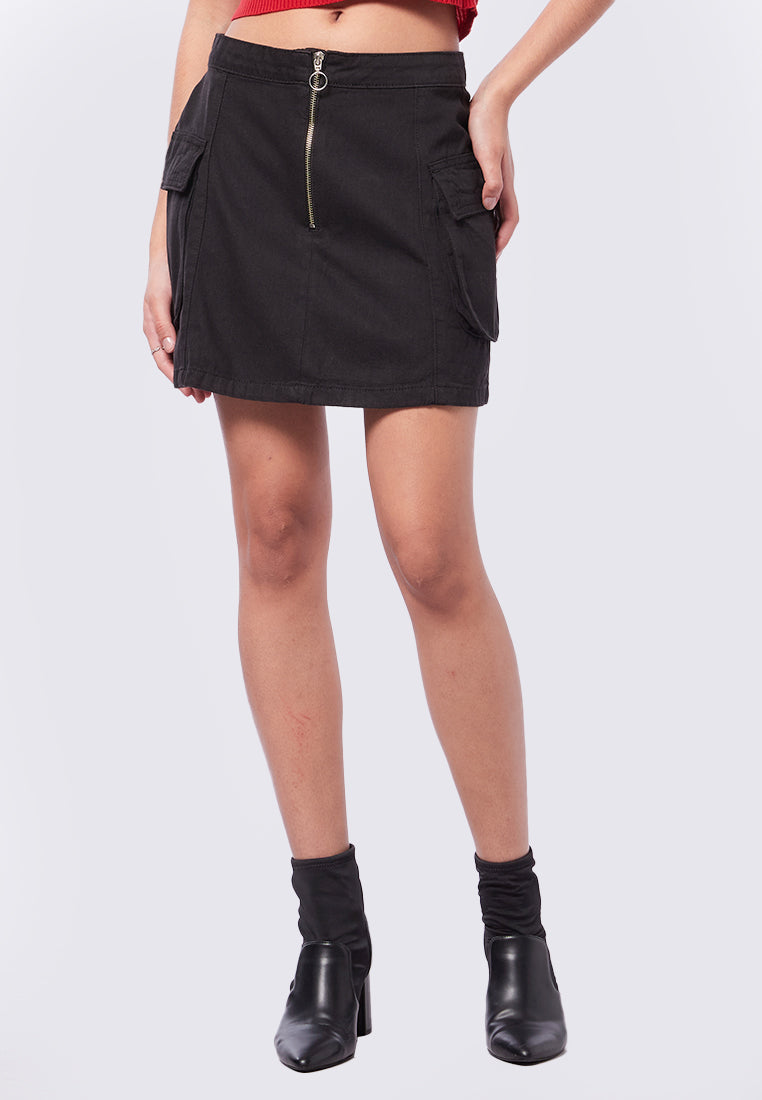 Mini Cargo Denim Skirt