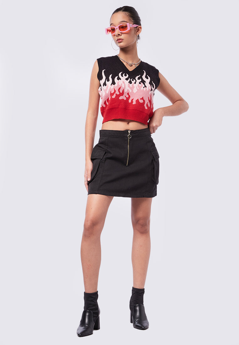 Mini Cargo Denim Skirt