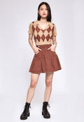 Denim Pleated Skirt with Patch Pocket