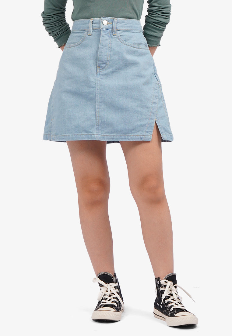 Mini Denim Skirt with Cut Out Hem
