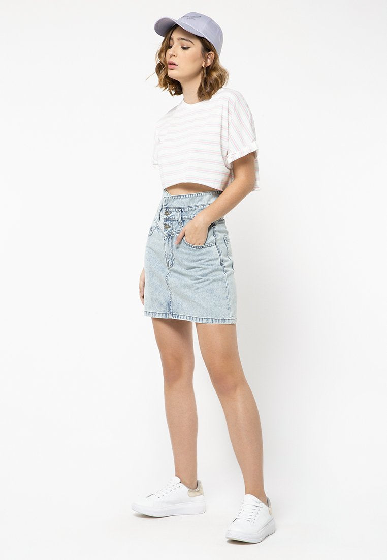 Highwaist Denim Skirt with Yoke