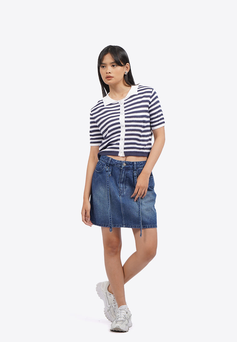 Mini Denim Skirt with Buckle Details