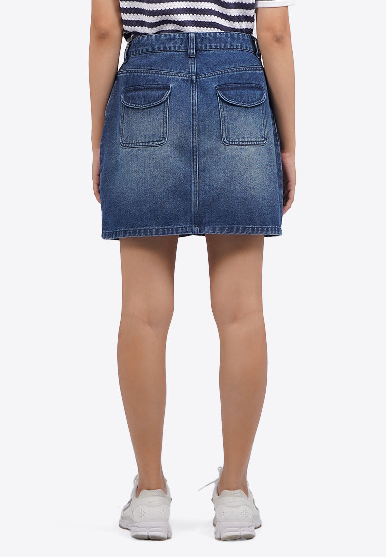 Mini Denim Skirt with Buckle Details