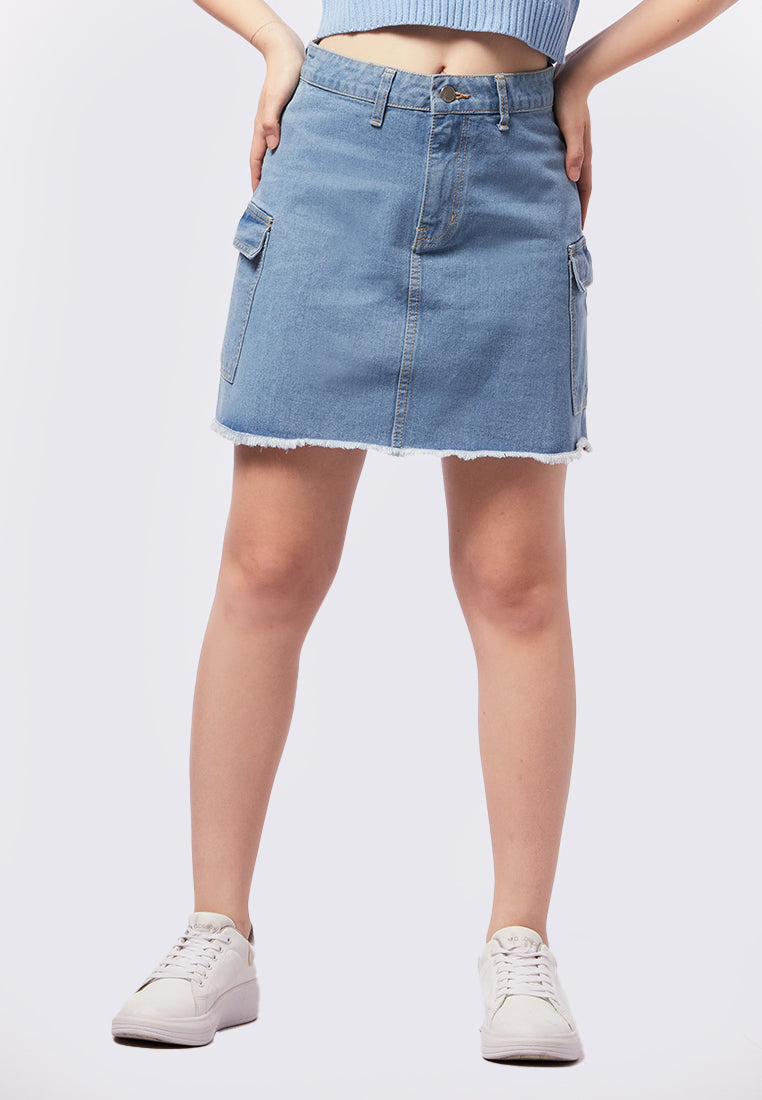 Mini Cargo Denim Skirt