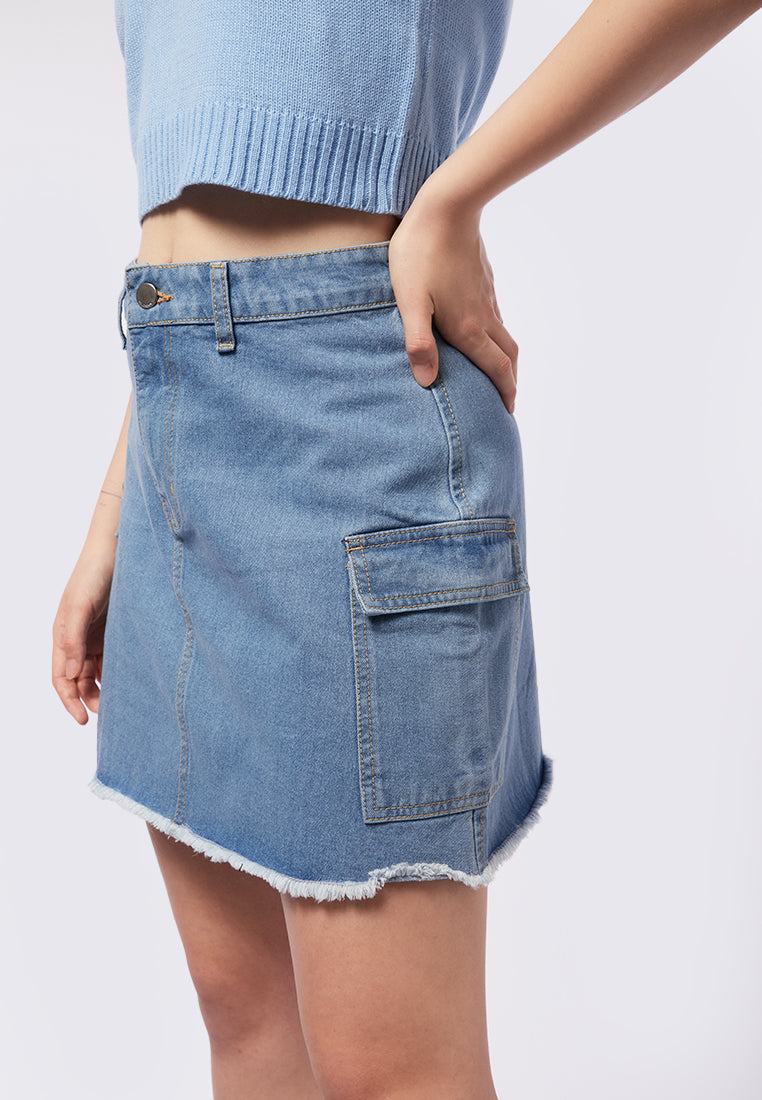 Mini Cargo Denim Skirt
