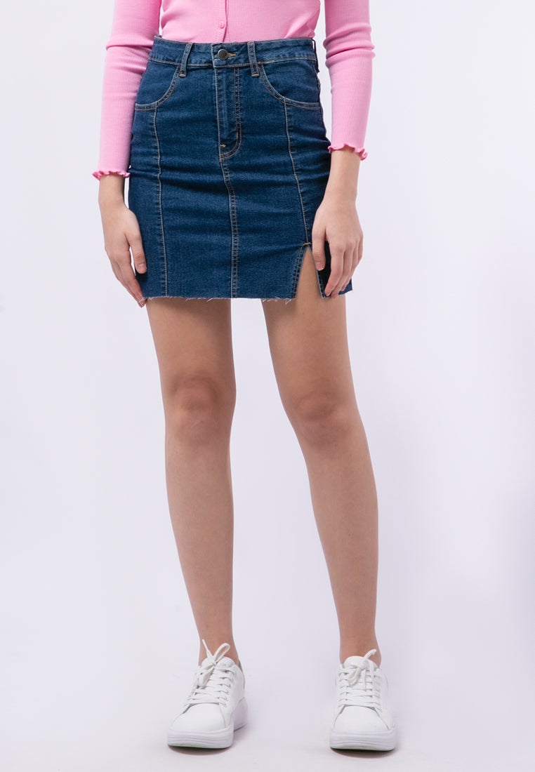 High Waist Mini Denim Skirt