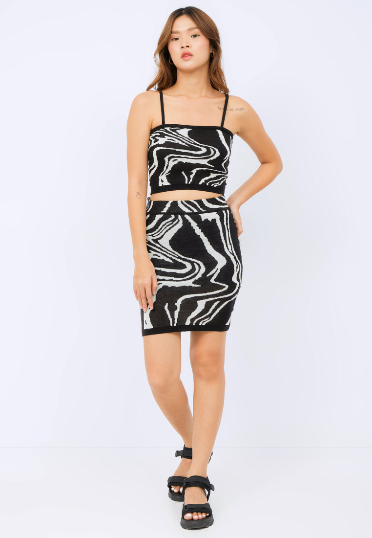 Psychedelic Wave Print Skirt