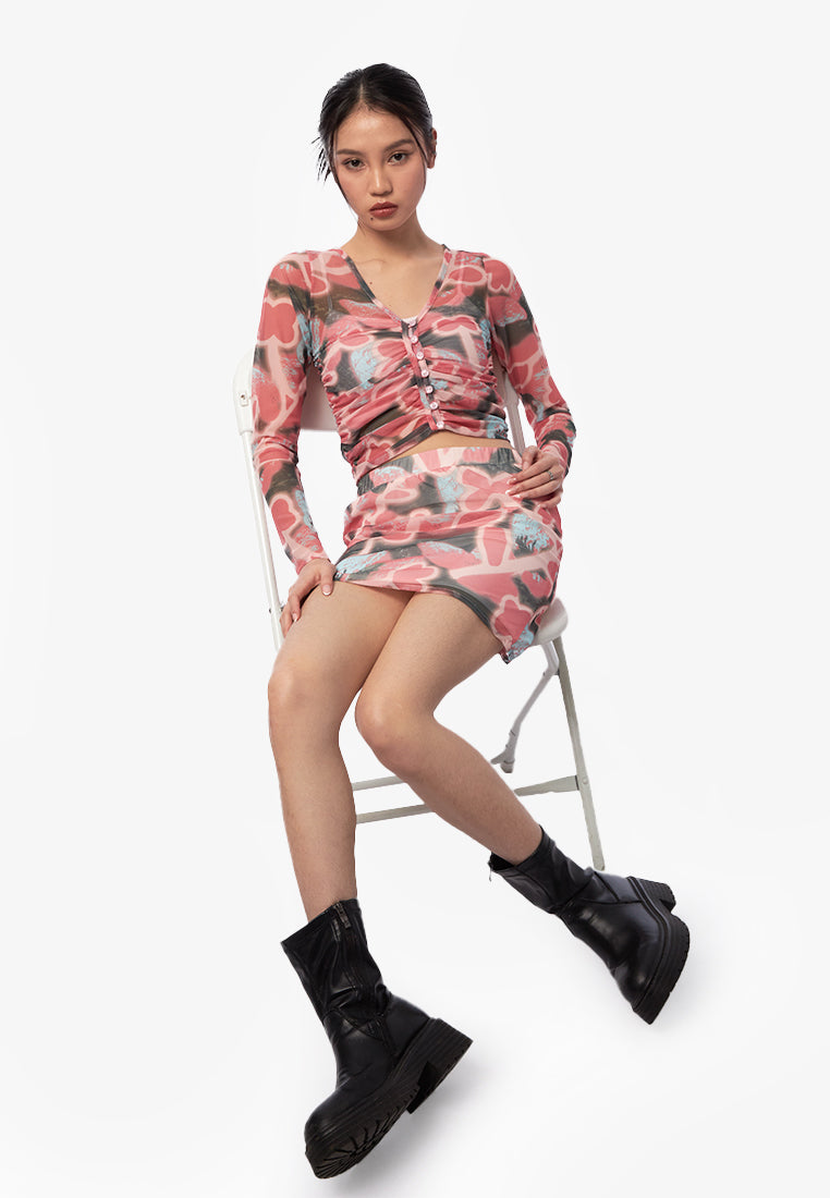 Multicolor Fitted Mini Skirt
