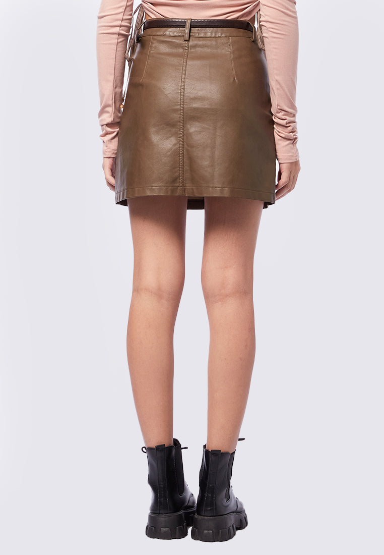 Brown Leather Skirt