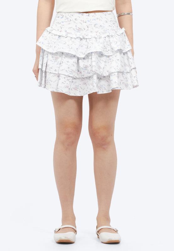Printed Tiered Mini Skirt
