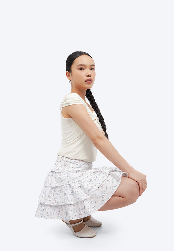 Printed Tiered Mini Skirt