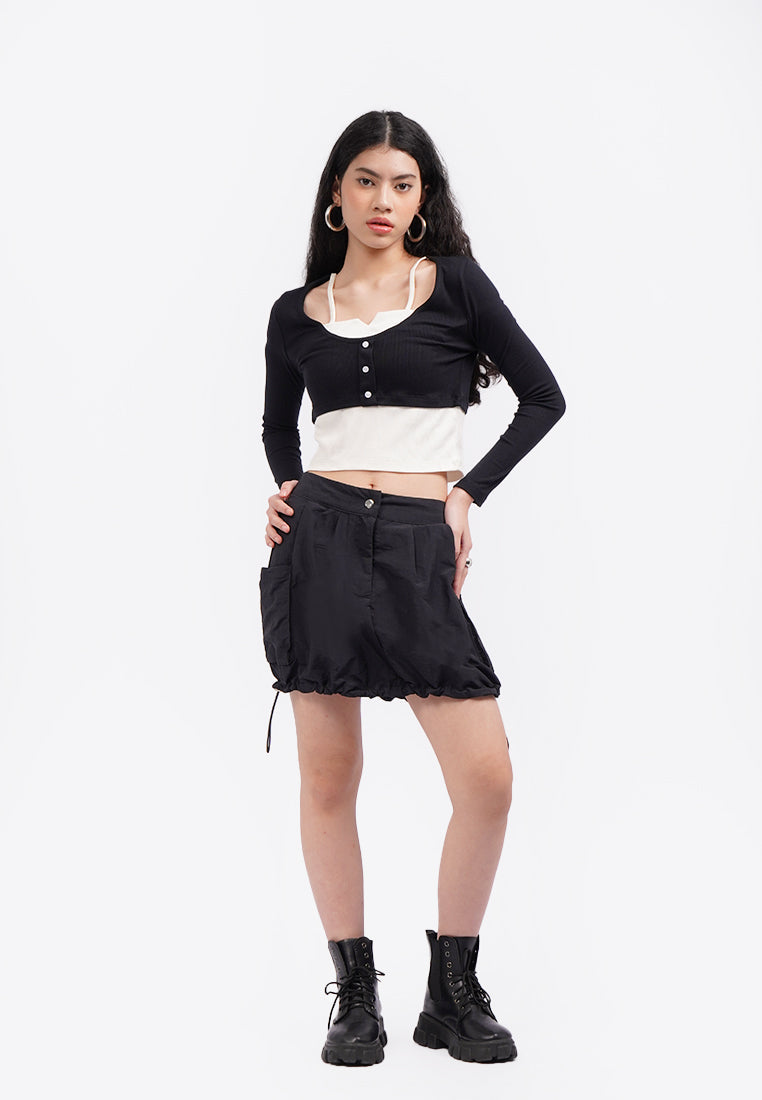 Balloon Mini Skirt with Side Pocket
