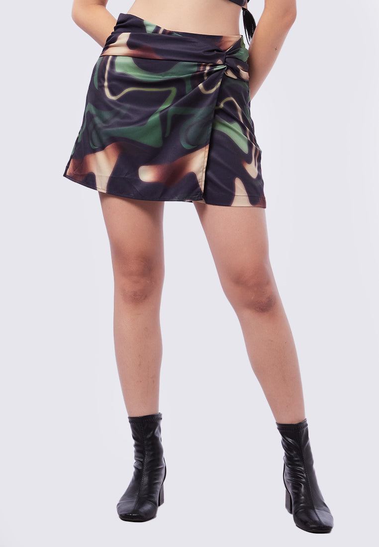 Twisted Printed Mini Skort