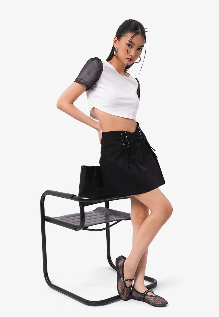 Lace Up Mini Skirt