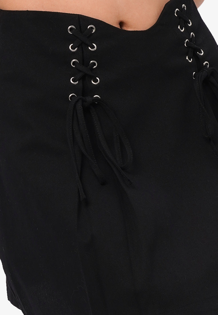 Lace Up Mini Skirt