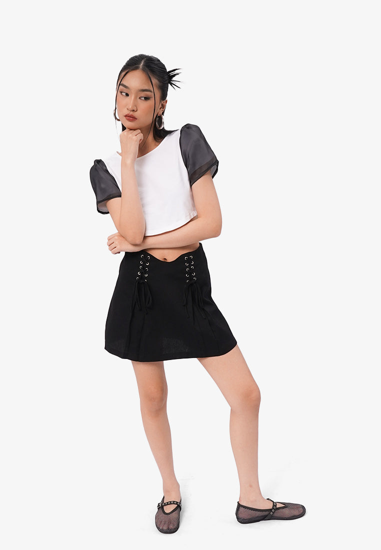 Lace Up Mini Skirt