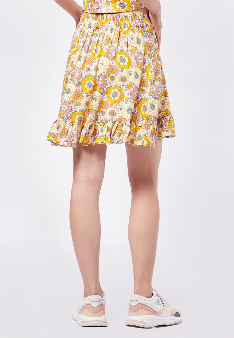 Knot Side Printed Mini Skirt