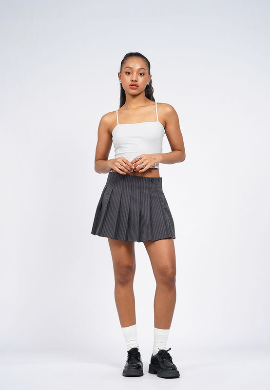 Pinstripes Pleated Mini Skirt