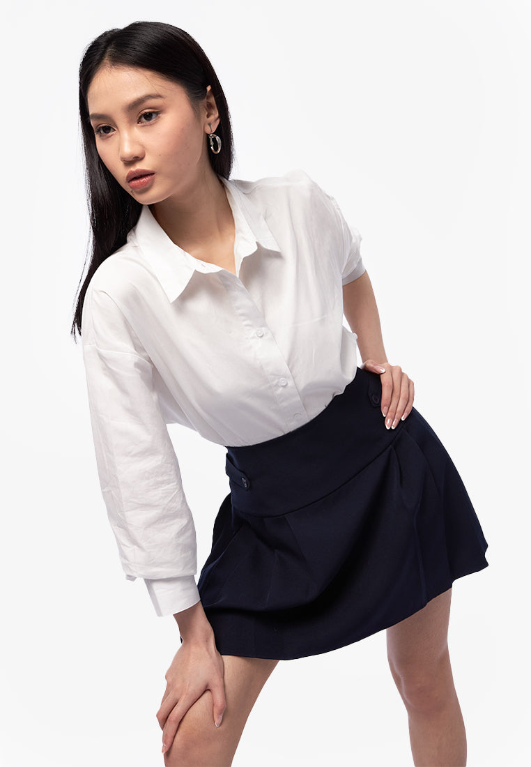 Pleated Mini Skirt Dark Navy