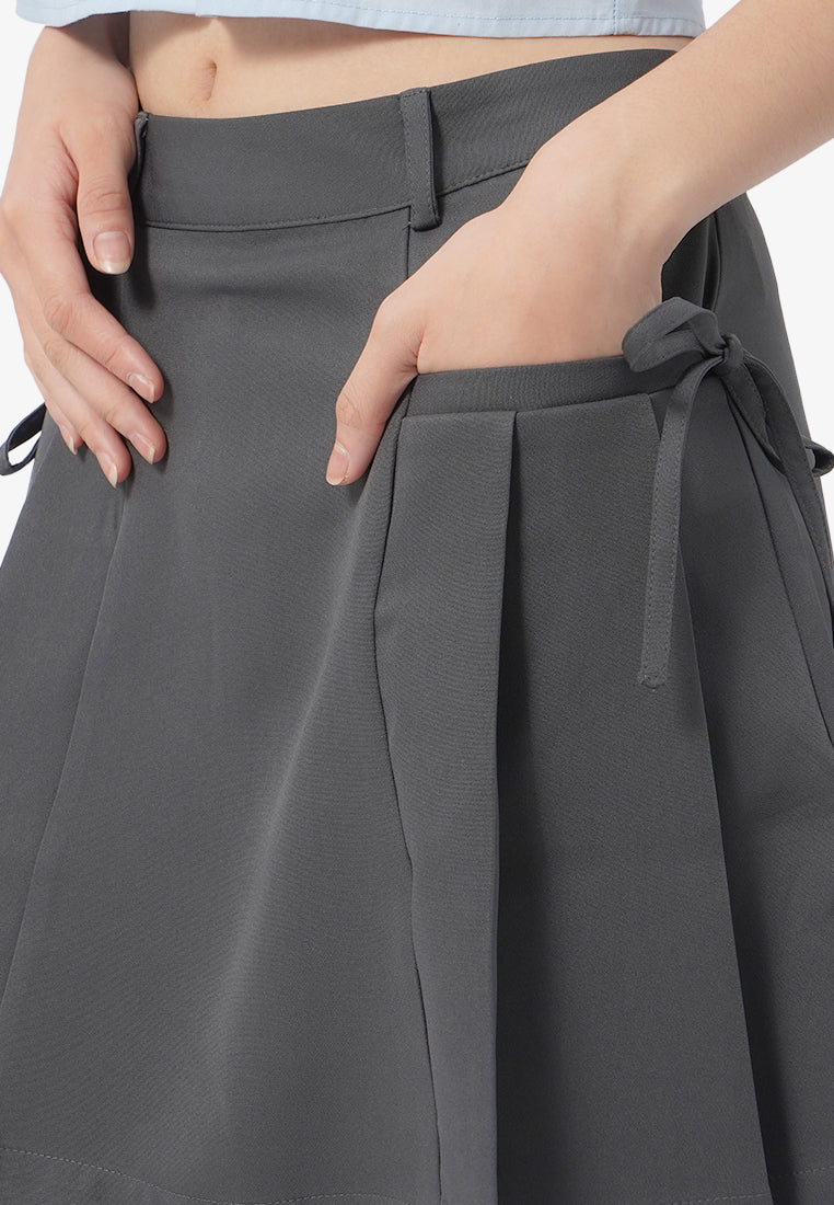 Bow Pleated Mini Skirt