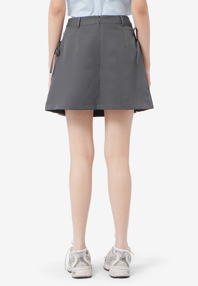 Bow Pleated Mini Skirt
