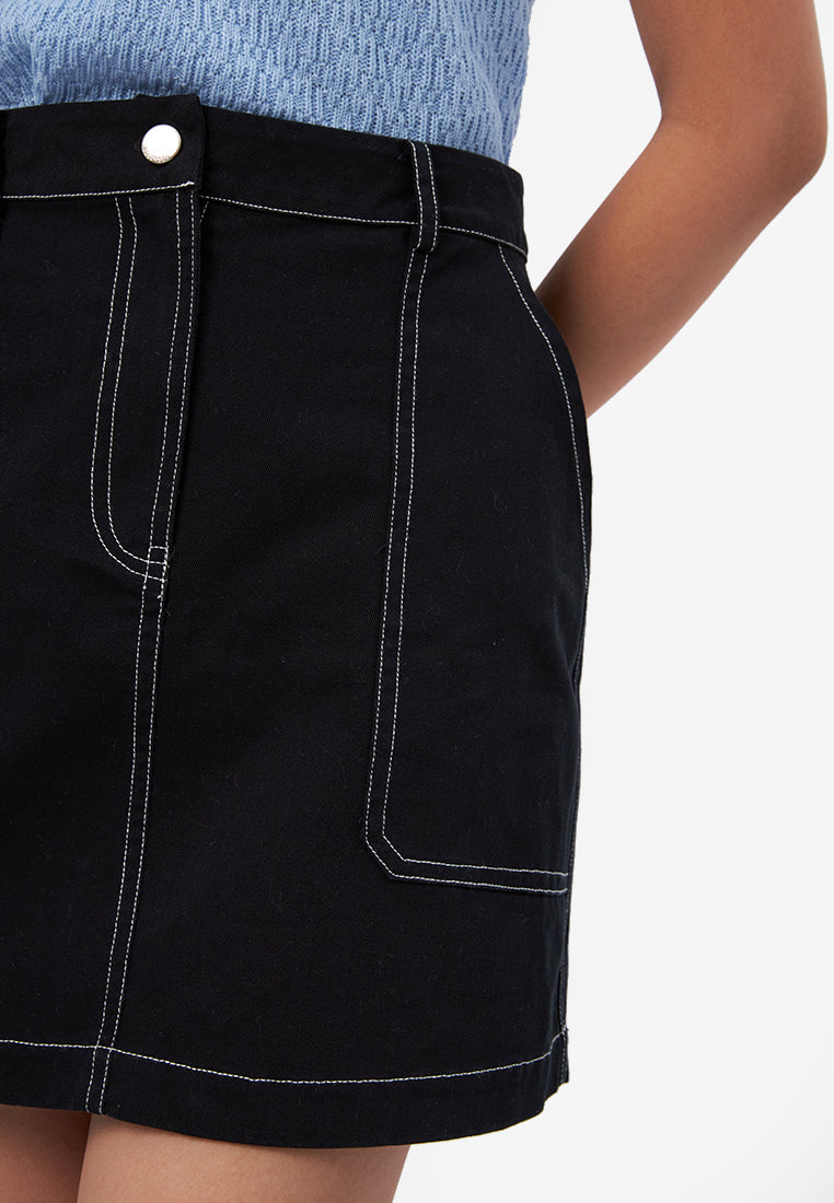 Twill Mini Skirt Black