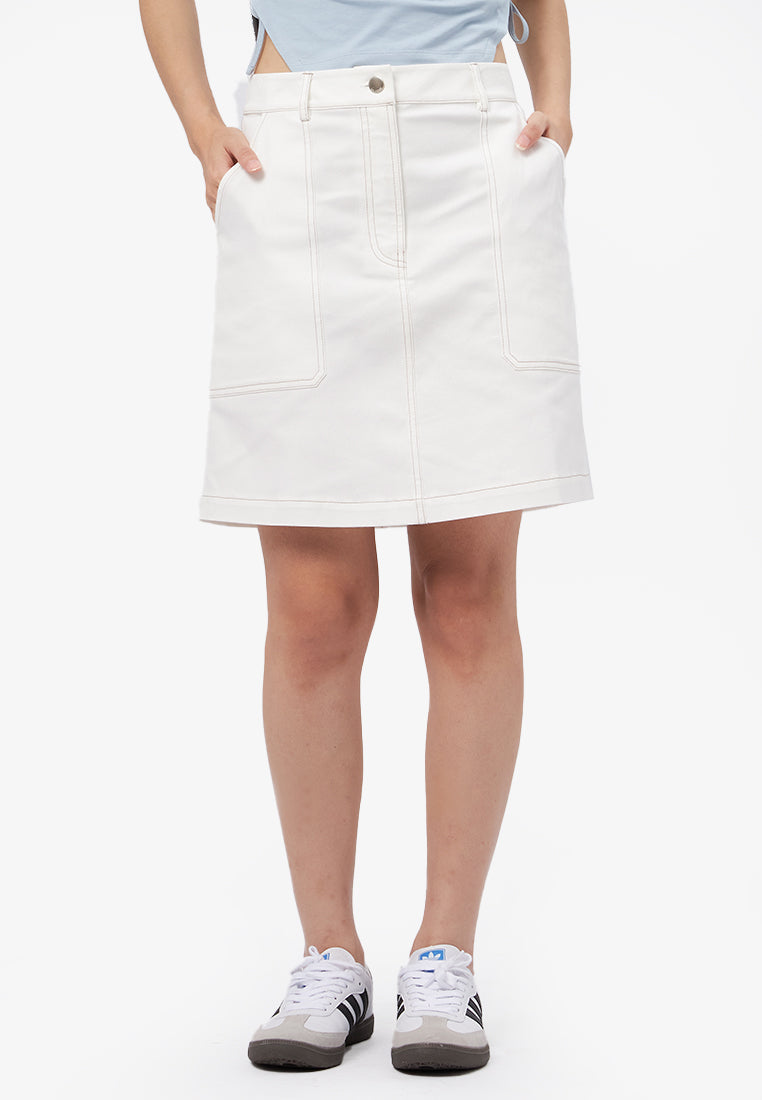 Twill Mini Skirt Off White