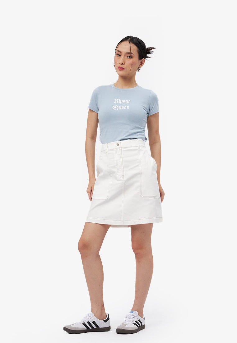 Twill Mini Skirt Off White