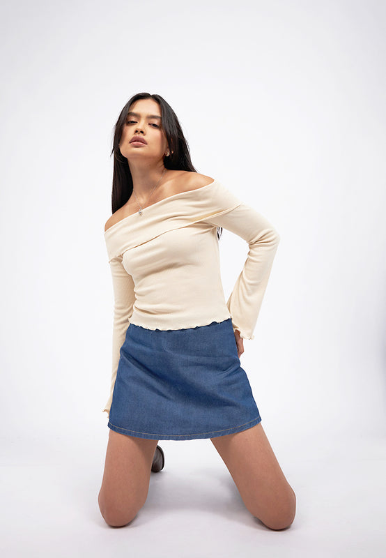 Fitted Mini Denim Skort