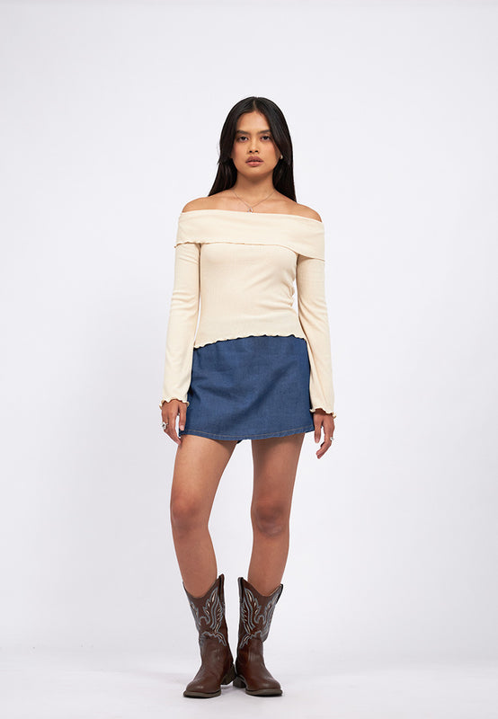 Fitted Mini Denim Skort