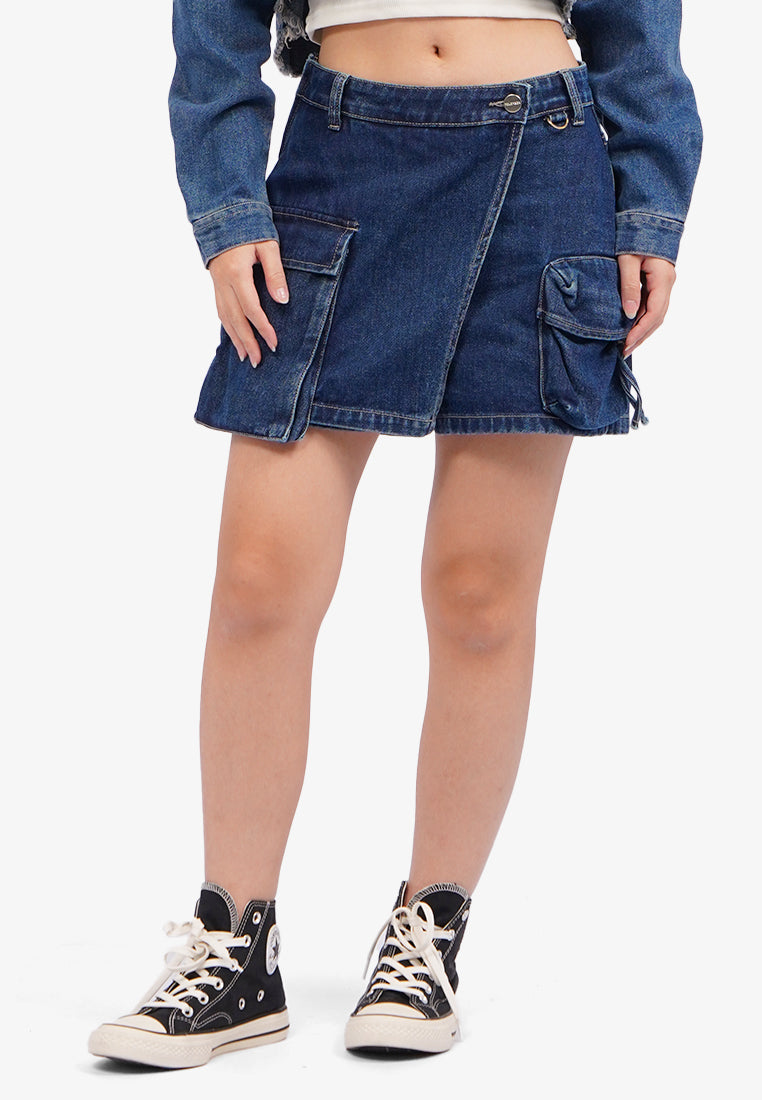 Cargo Denim Mini Skort